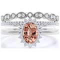 2.50 Carat Oval Cut Morganite And Diamond Moissanite Engagement Ring in 10k Solid White Gold E26293
