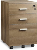 Gray Oak 3 Drawer Mobile File Cabinet B1087