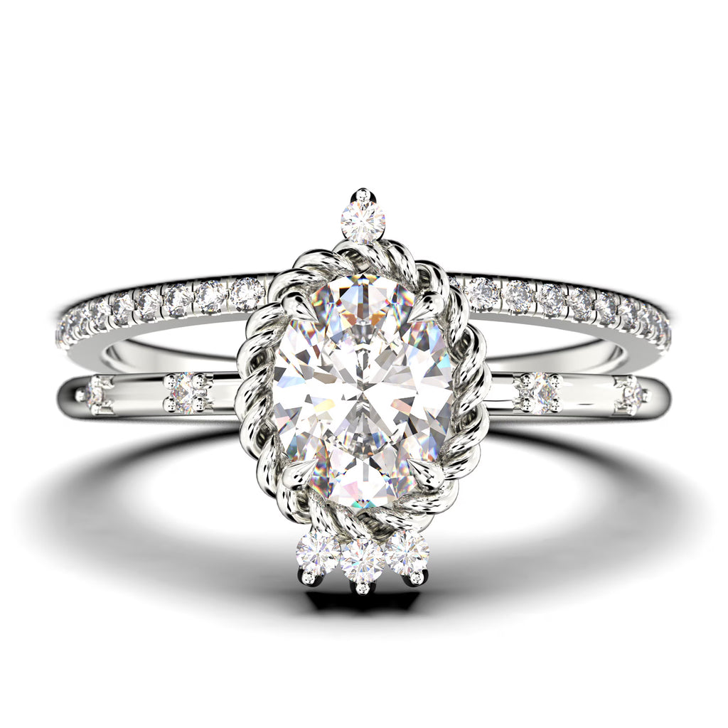 2.00 Carat Oval Cut Moissanite Engagement Ring in 925 Sterling Silver with 18k White Gold Plating G637404