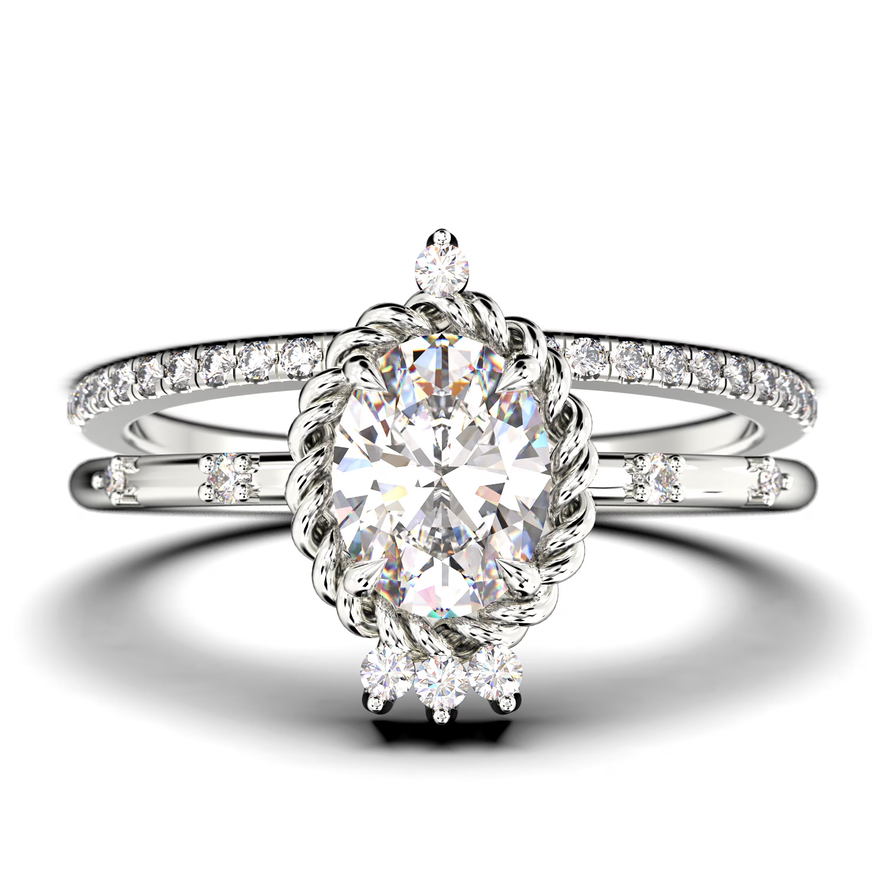 2.00 Carat Oval Cut Moissanite Engagement Ring in 925 Sterling Silver with 18k White Gold Plating G637404
