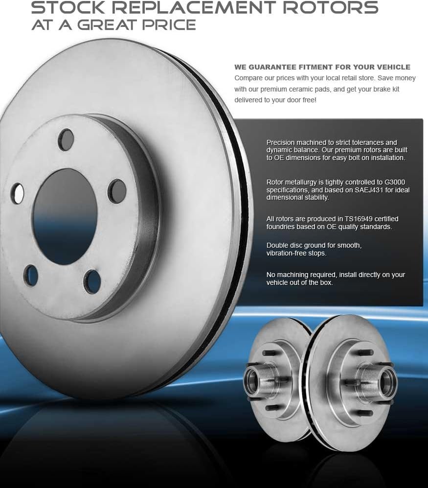 Premium 4 Lug Brake Disc Rotors and Metallic Brake Pads Pack of 2 E404586