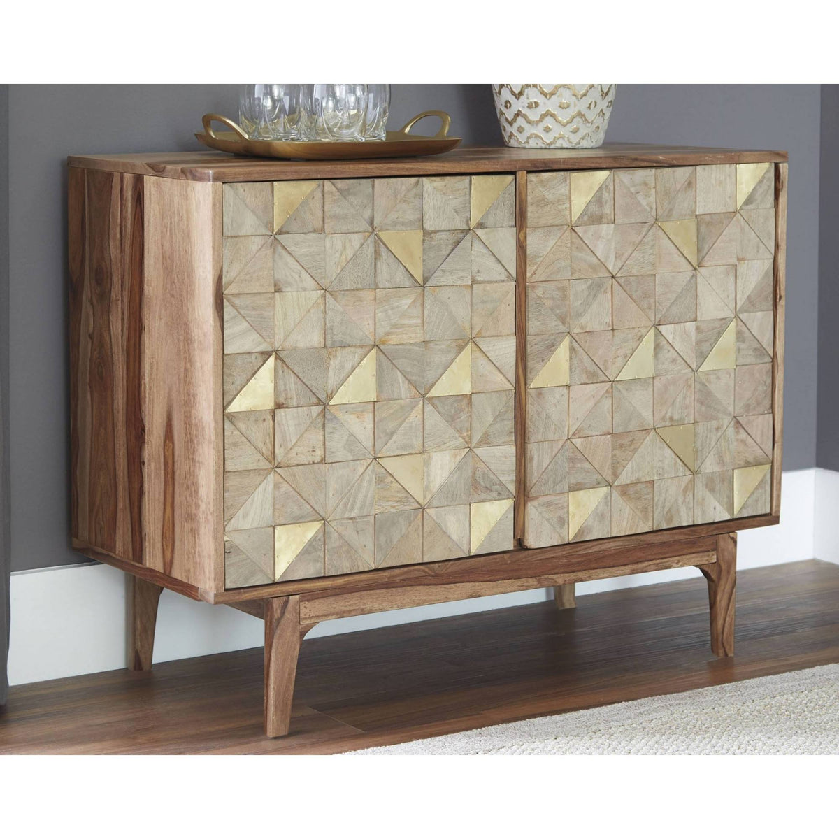 Brown Gold Accent Cabinet Q27403