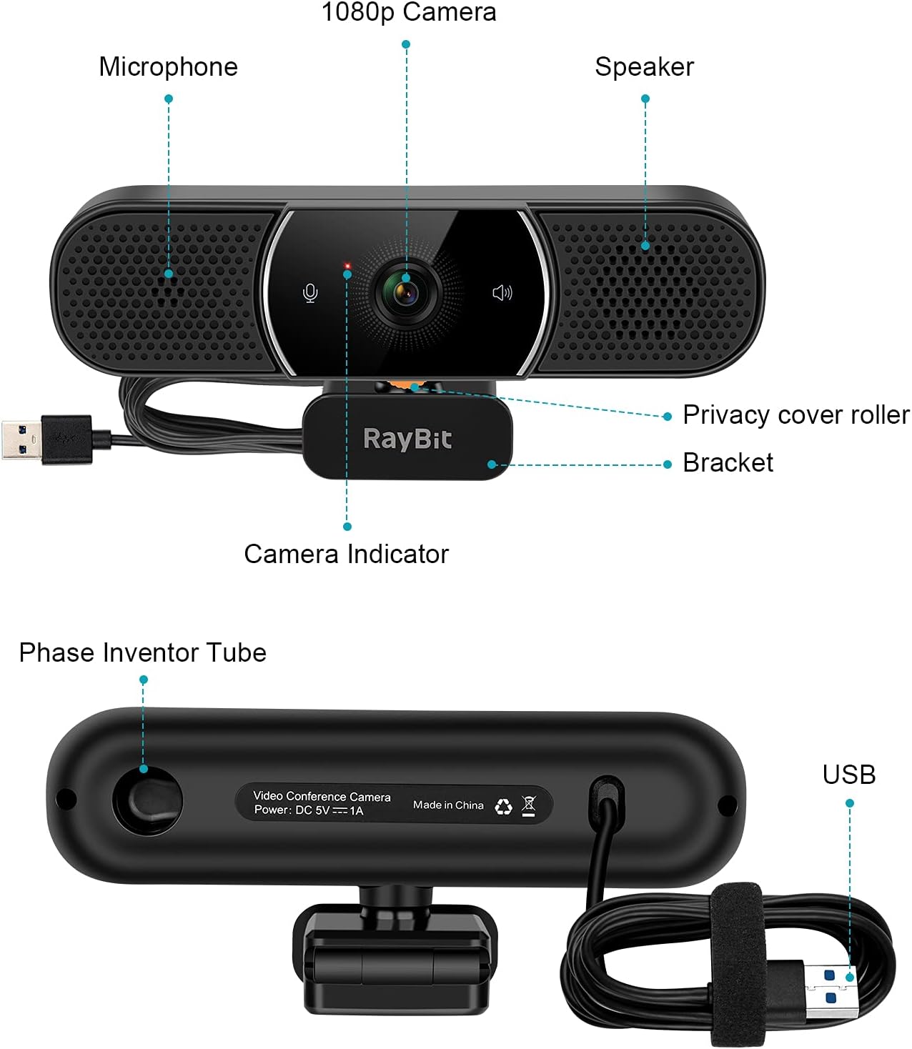 2 Pack Webcam with Microphone and Speaker F509