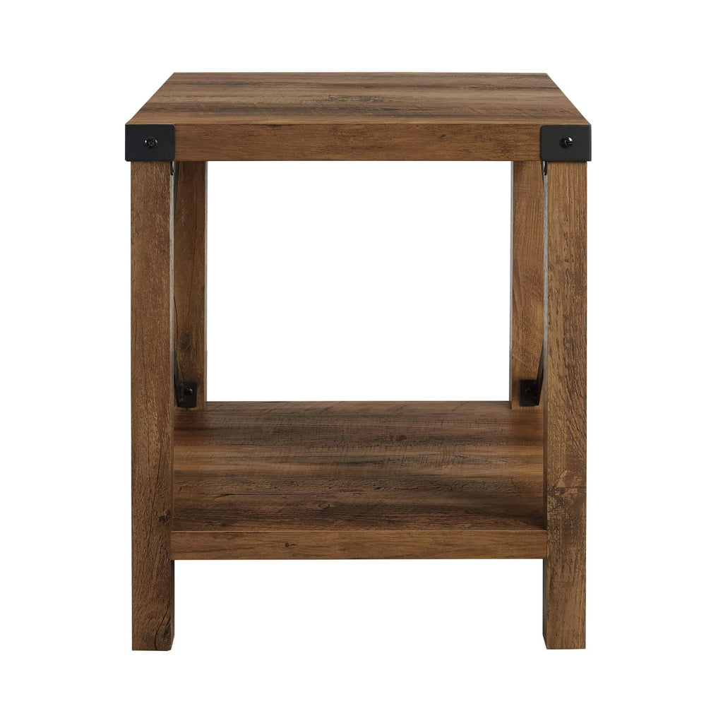 Rustic Oak Metal Side Table Y28412