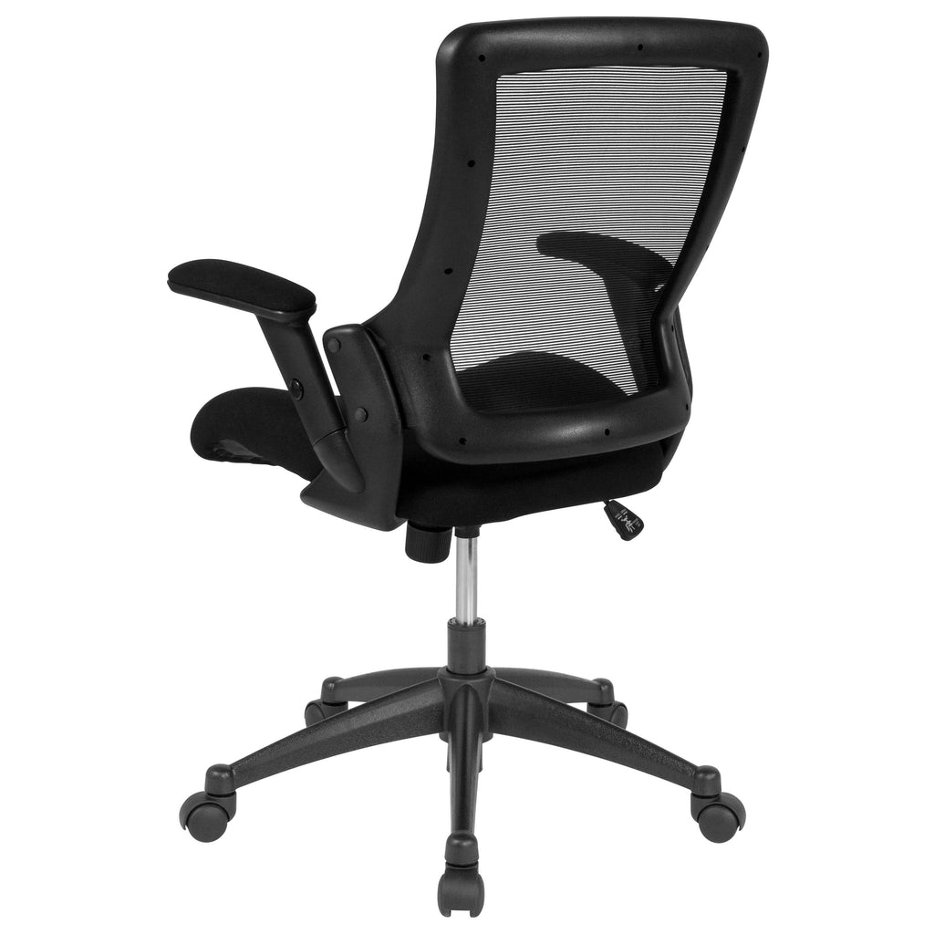 Black Mesh Executive Swivel Office Chair with Molded Foam Seat and Adjustable Arms S728