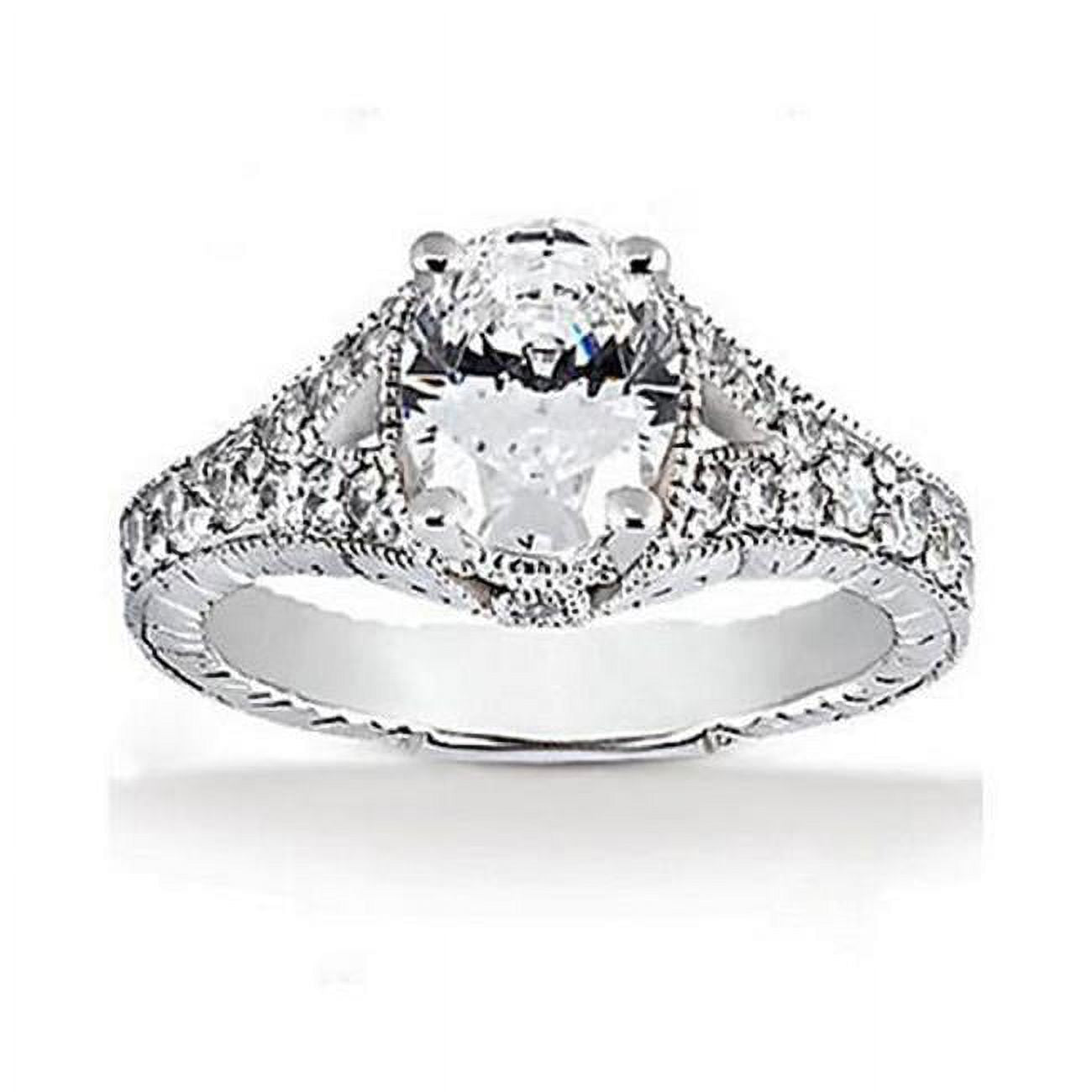 1.51 CT Oval Diamond Engagement Ring 14K White Gold Size 6.5 J165603