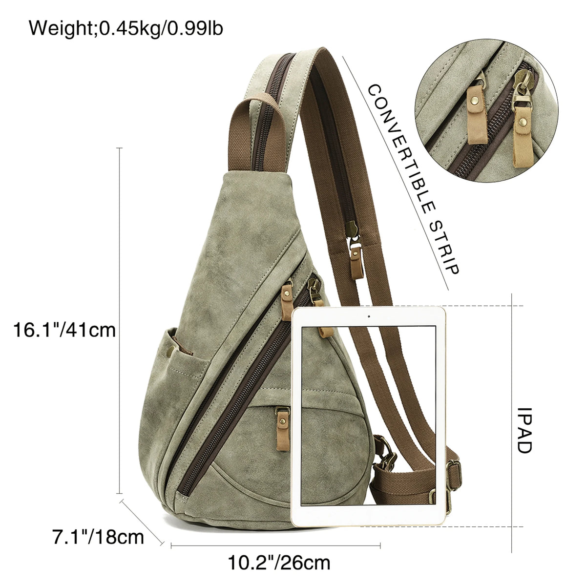 Olive Green PU Leather Sling Bag U677372