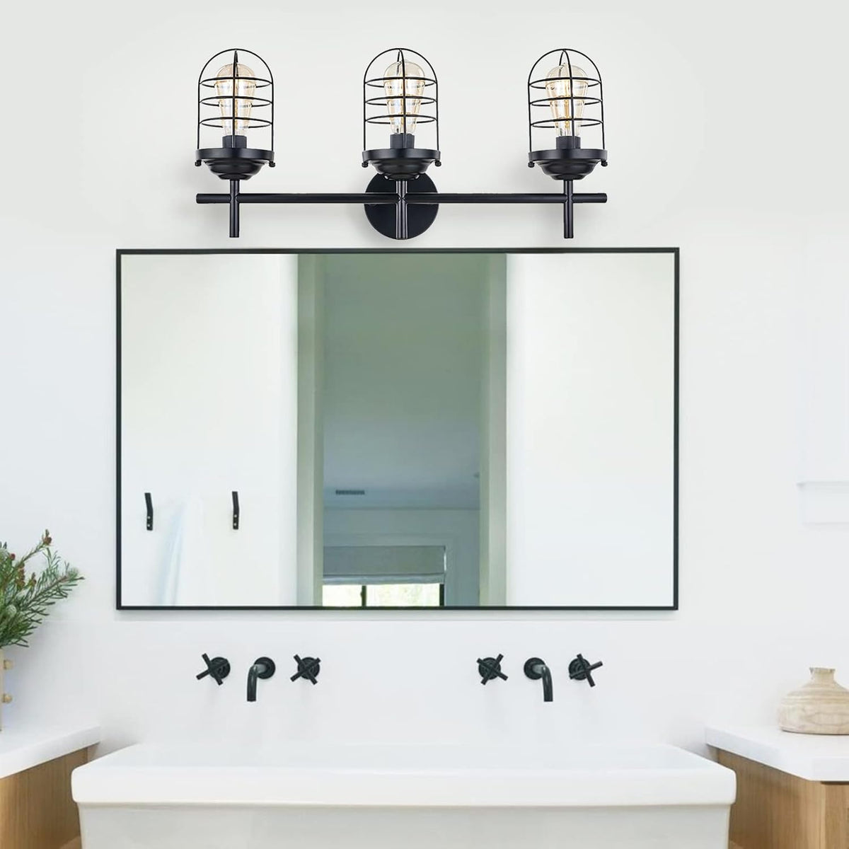 3-Light Black Vanity Light Wall Sconce M8291