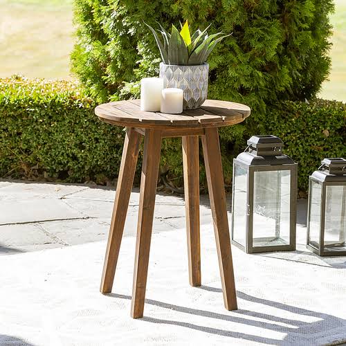 Dark Brown Acacia Wood Outdoor Side Table R256
