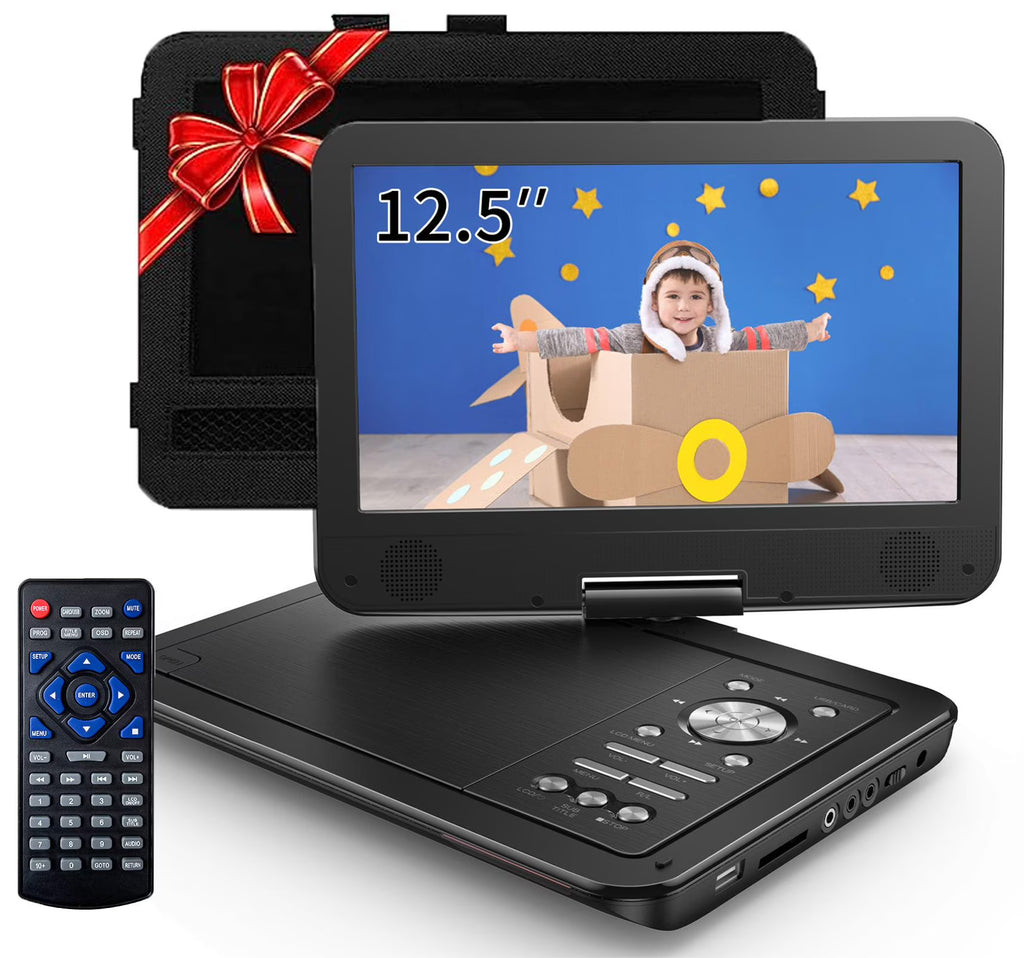 12.5" Portable DVD Player with 10.5" HD Swivel Screen, Black U499256