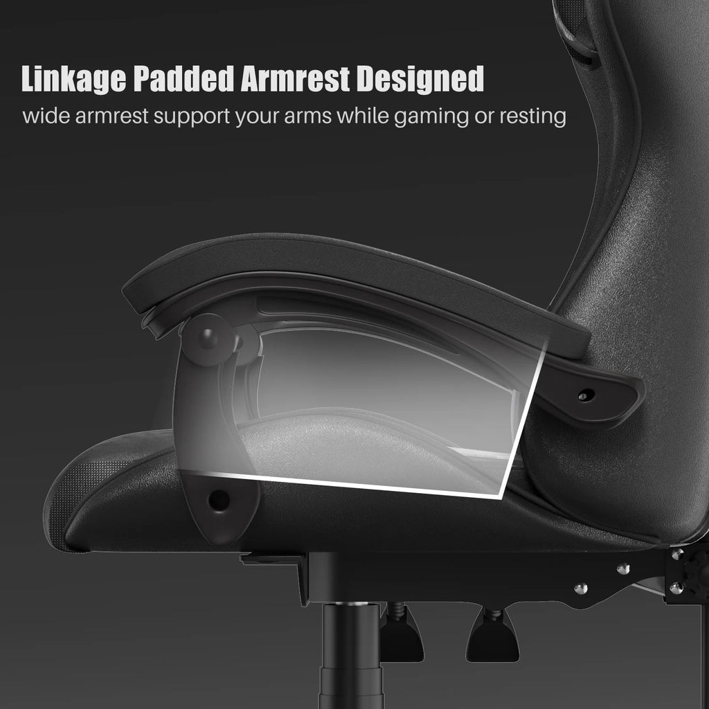 Ergonomic Gaming Chair with Headrest & Lumbar Pillow, Black B9555