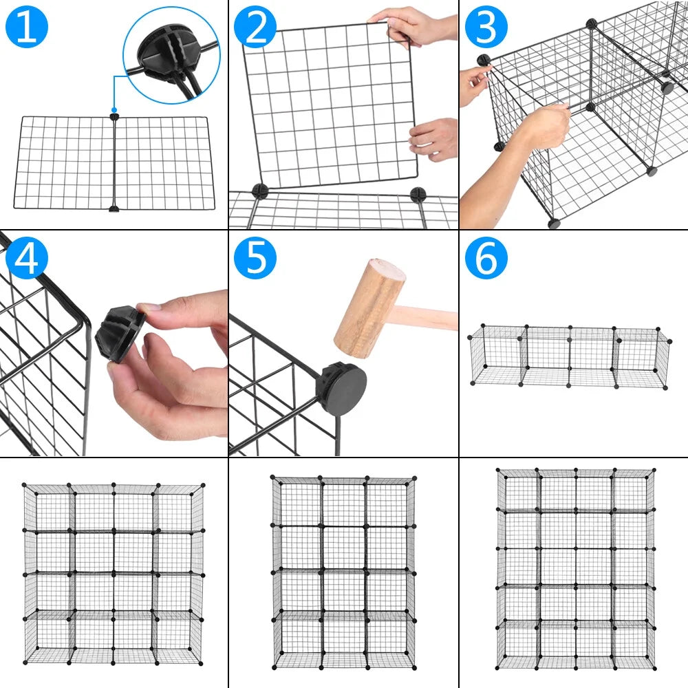 12-Cubes Metal Grid Storage Shelves Organizer N97690