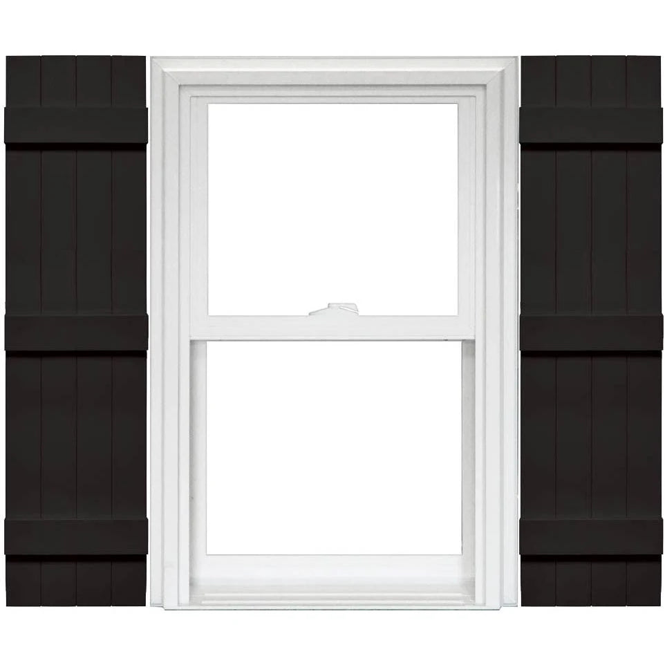 4 Board and Batten Joined Vinyl Shutters (1 Pair) - 14 x 63 Black U1932