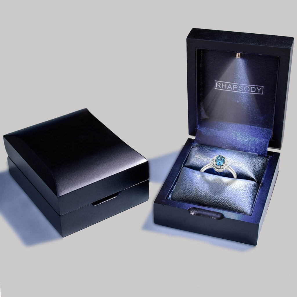 Blue Aquamarine White Diamond Oval 950 Platinum Halo Ring Size 10 Ct 0.86 E-F Color VS Clarity E879