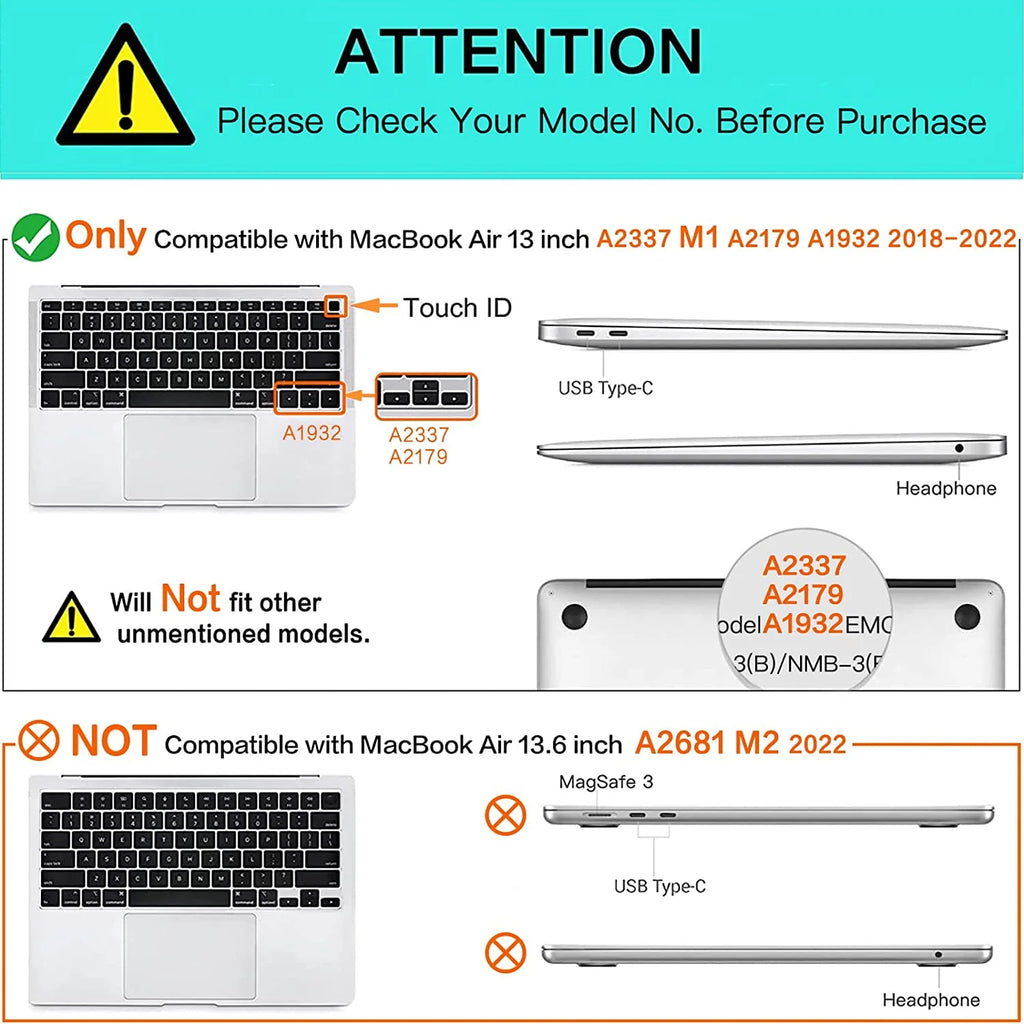 3 in 1 Case for MacBook Air 13 inch Plastic Hard Shell Sleeve Bag Keyboard Skin Midnight Green S6175