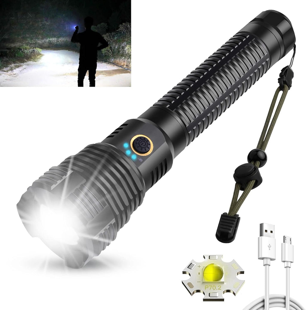 XHP70 LED Flashlight, 90000 Lumens, IP68 Waterproof, Zoomable U23303
