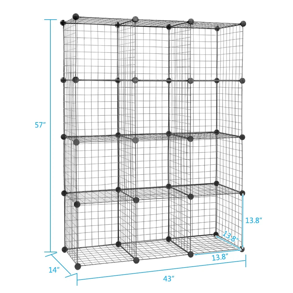 12-Cubes Metal Grid Storage Shelves Organizer N97690