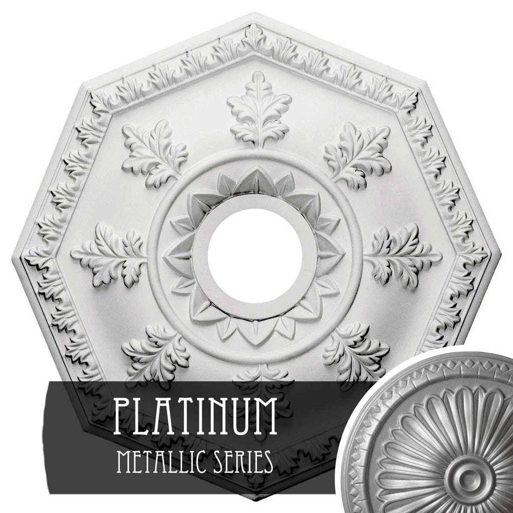 18x22OD x 3 1/2x22ID x 1 1/2x22P Hand-Painted Platinum Ceiling Medallion B357