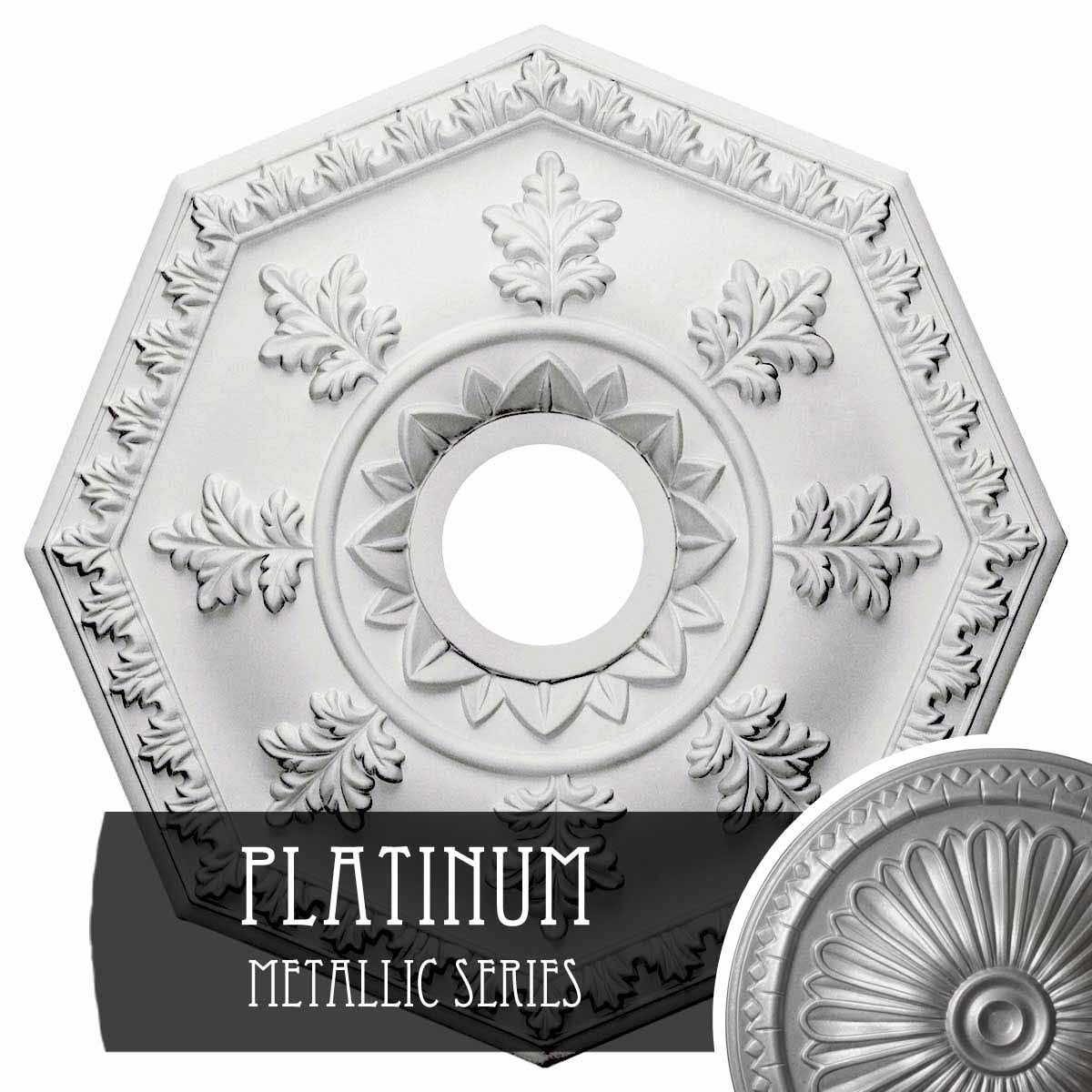 18x22OD x 3 1/2x22ID x 1 1/2x22P Hand-Painted Platinum Ceiling Medallion B357