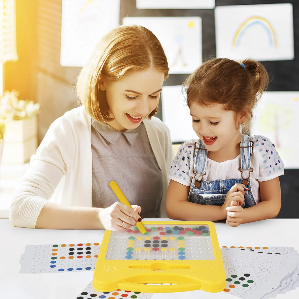Magnetic Drawing Board with Magnetic Pen and Cards A96626