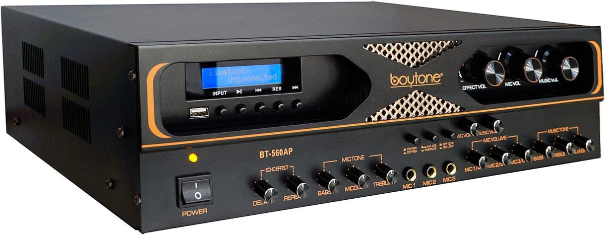 4-Channel Wireless Bluetooth Stereo Power Amplifier with Radio, USB, RCA, Microphone Input L60524