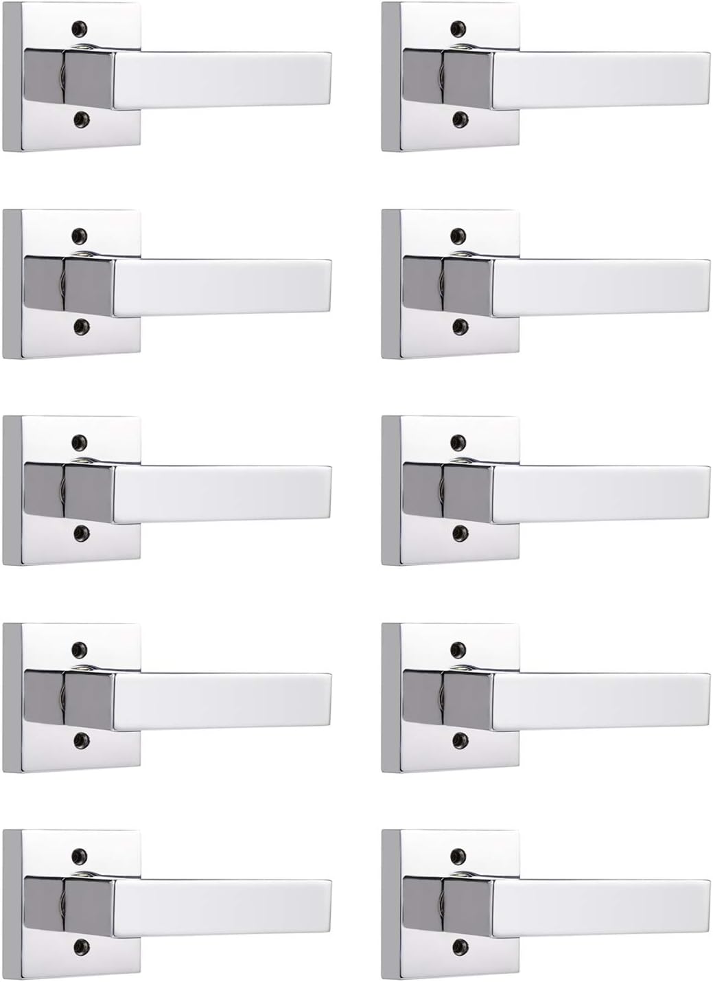 10 Pack Commercial Privacy Door Levers, Polished Chrome Finish O262