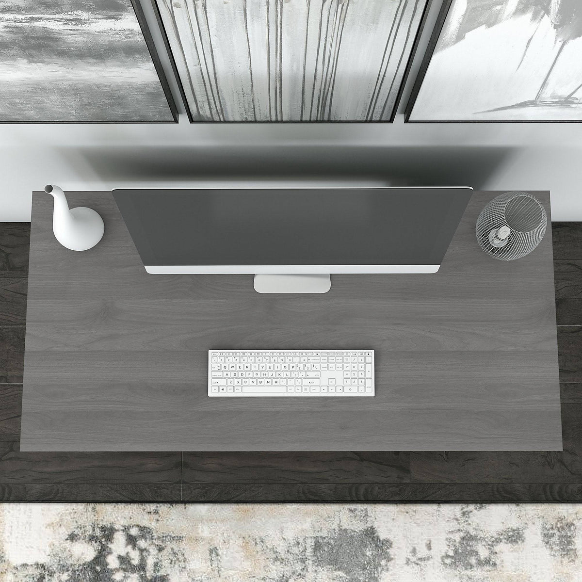 48W Writing Desk with Lateral File Cabinet Pure White N6724